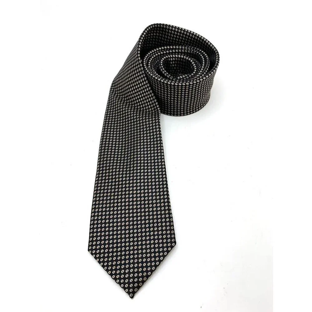 Michael Kors Mens Tie 3.5” W Necktie Black Gold 100% Silk Excellent Condition